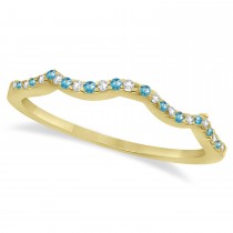 Diamond & Blue Topaz Infinity Style Bridal Set 14k Yellow Gold 2.19ct