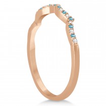 Blue Topaz & Diamond Infinity Style Bridal Set 18k Rose Gold 1.69ct