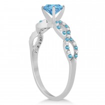 Infinity Style Blue Topaz & Diamond Bridal Set 18k White Gold 1.29ct