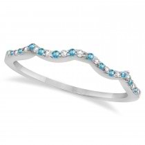 Infinity Style Blue Topaz & Diamond Bridal Set 18k White Gold 1.29ct