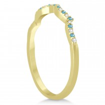 Blue Topaz & Diamond Infinity Style Bridal Set 18k Yellow Gold 1.69ct