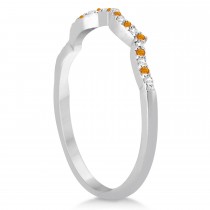 Infinity Style Citrine & Diamond Bridal Set 14k White Gold 1.29ct