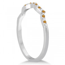 Citrine & Diamond Heart Infinity Style Bridal Set 14k W Gold 1.74ct