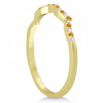 Infinity Style Citrine & Diamond Bridal Set 14k Yellow Gold 1.29ct