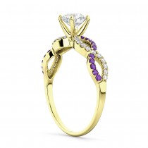 Infinity Diamond & Amethyst Engagement Ring in 18k Yellow Gold (0.21ct)