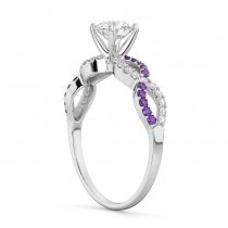 Infinity Diamond & Amethyst Gemstone Engagement Ring Palladium 0.21ct