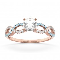 Infinity Diamond & Aquamarine Engagement Ring in 18k Rose Gold (0.21ct)