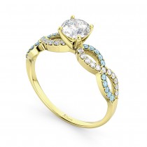 Infinity Diamond & Aquamarine Engagement Ring in 18k Yellow Gold (0.21ct)