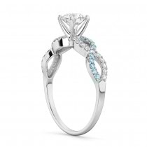 Infinity Diamond & Aquamarine Gemstone Engagement Ring Palladium 0.21ct