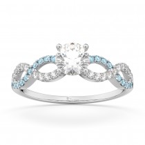 Infinity Diamond & Aquamarine Gemstone Engagement Ring Platinum (0.21ct)