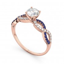 Infinity Diamond & Blue Sapphire Engagement Ring 18k Rose Gold 0.21ct