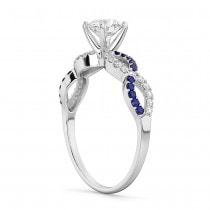 Infinity Diamond & Blue Sapphire Engagement Ring 18K White Gold 0.21ct