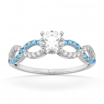 Infinity Diamond & Blue Topaz Engagement Ring in 14k White Gold (0.21ct)