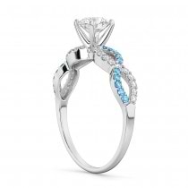 Infinity Diamond & Blue Topaz Gemstone Engagement Ring Palladium 0.21ct