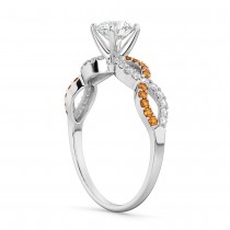 Infinity Diamond & Citrine Engagement Ring in 18k White Gold (0.21ct)