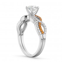 Infinity Diamond & Citrine Engagement Bridal Set in Platinum (0.34ct)