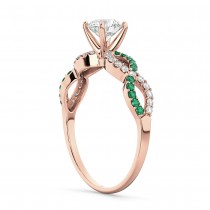 Infinity Diamond & Emerald Engagement Ring in 14k Rose Gold (0.21ct)
