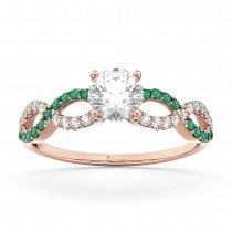 Infinity Diamond & Emerald Engagement Ring in 18k Rose Gold (0.21ct)
