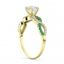 Infinity Diamond & Emerald Engagement Ring in 18k Yellow Gold (0.21ct)