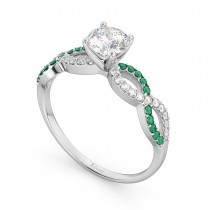 Infinity Diamond & Emerald Gemstone Engagement Ring Palladium 0.21ct