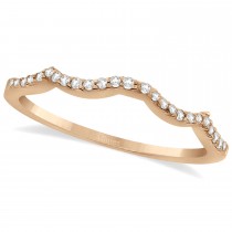 Infinity Diamond & Emerald Engagement Ring Set 14k Rose Gold 0.34ct
