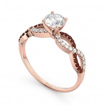 Infinity Diamond & Garnet Engagement Ring in 14k Rose Gold (0.21ct)