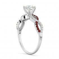Infinity Diamond & Garnet Engagement Ring in 18k White Gold (0.21ct)