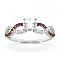 Infinity Diamond & Garnet Gemstone Engagement Ring Palladium 0.21ct