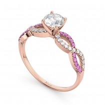 Infinity Diamond & Pink Sapphire Engagement Ring 14k Rose Gold 0.21ct