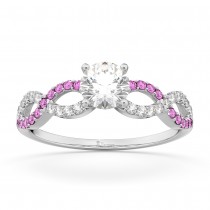 Infinity Diamond & Pink Sapphire Engagement Ring Palladium 0.21ct