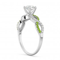 Infinity Diamond & Peridot Engagement Ring in 14k White Gold (0.21ct)