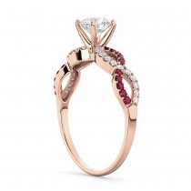 Infinity Diamond & Ruby Gemstone Engagement Ring 14k Rose Gold 0.21ct