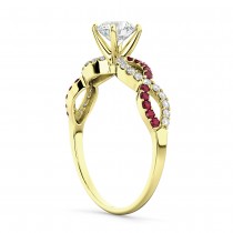 Infinity Diamond & Ruby Gemstone Engagement Ring 14K Yellow Gold 0.21ct