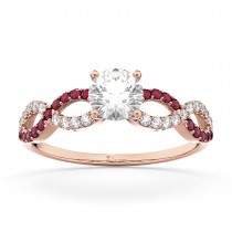 Infinity Diamond & Ruby Gemstone Engagement Ring 18k Rose Gold 0.21ct