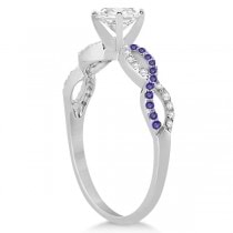 Infinity Diamond & Tanzanite Gemstone Engagement Ring Palladium 0.21ct