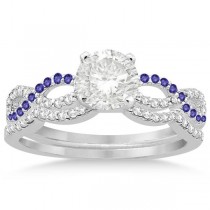 Infinity Diamond & Tanzanite Engagement Bridal Set in Platinum 0.34ct