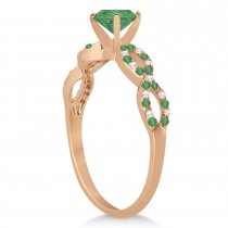 Infinity Diamond & Emerald Engagement Ring 14K Rose Gold 0.71ct