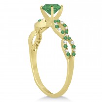 Infinity Diamond & Emerald Engagement Ring 14K Yellow Gold 0.71ct