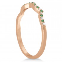 Diamond & Emerald Infinity Style Bridal Set 14k Rose Gold 2.34ct