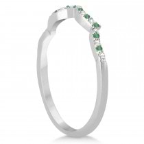 Infinity Style Emerald & Diamond Bridal Set 14k White Gold 0.85ct