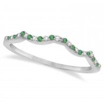 Diamond & Emerald Infinity Style Bridal Set 14k White Gold 2.34ct