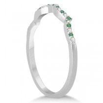 Emerald & Diamond Heart Infinity Style Bridal Set 14k W Gold 1.45ct