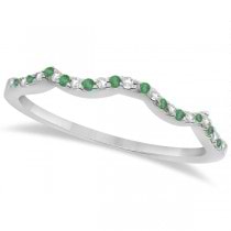 Emerald & Diamond Princess Infinity Bridal Set 14k White Gold 1.45ct