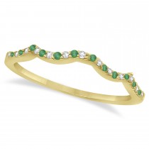 Emerald & Diamond Infinity Style Bridal Set 14k Yellow Gold 1.25ct