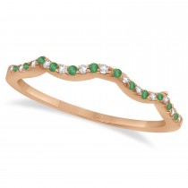 Infinity Style Emerald & Diamond Bridal Set 18k Rose Gold 0.85ct