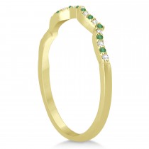 Diamond & Emerald Infinity Style Bridal Set 18k Yellow Gold 2.34ct