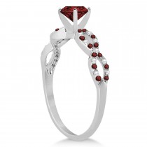 Infinity Diamond & Garnet Engagement Ring 14K White Gold 1.05ct