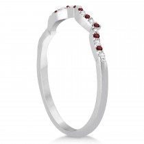 Infinity Style Garnet & Diamond Bridal Set 14k White Gold 1.29ct