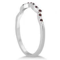 Garnet & Diamond Heart Infinity Style Bridal Set 14k White Gold 1.74ct