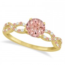 Morganite & Diamond Infinity Style Bridal Set 14k Yellow Gold 1.69ct